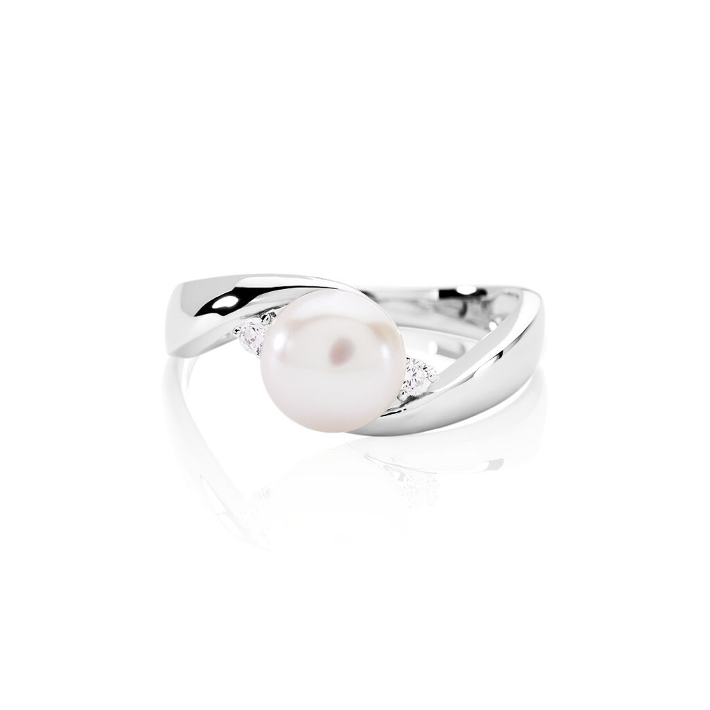 Damen Ring Silber 925 Bouton Weiß Marlen - Solitärringe Damen | OROVIVO