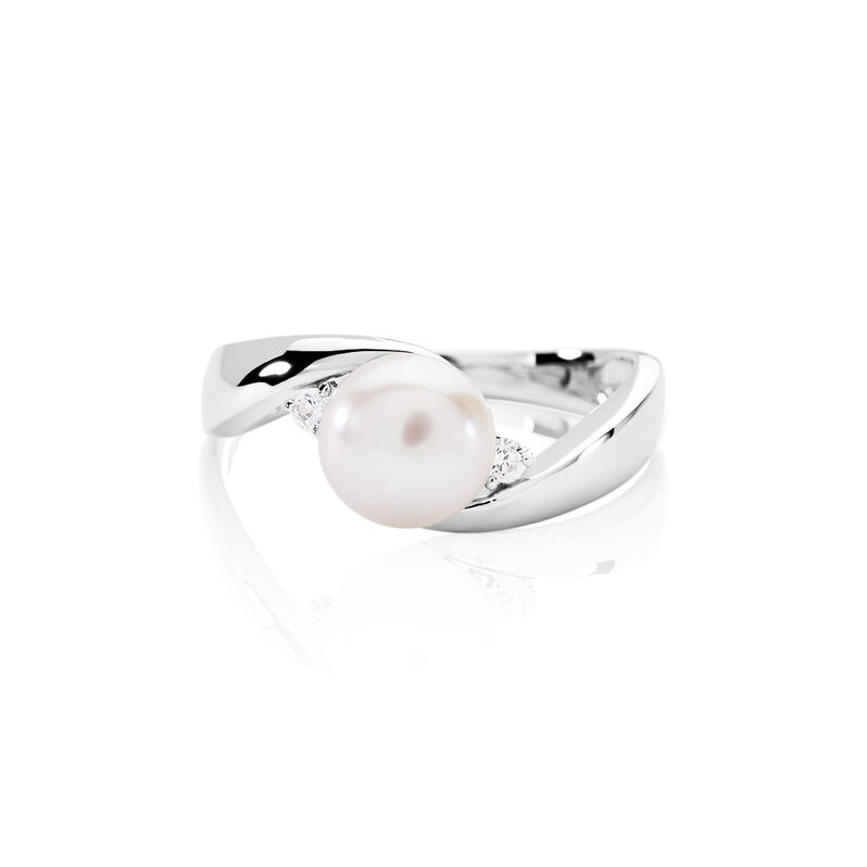 Damen Ring Silber 925 Bouton Weiß Marlen - Solitärringe Damen | OROVIVO