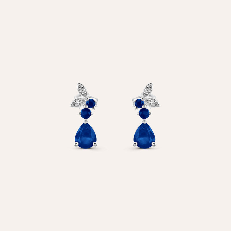 Orecchini Lobo Charlotte Oro Bianco Zaffiro Diamante - Spannringe Damen | OROVIVO