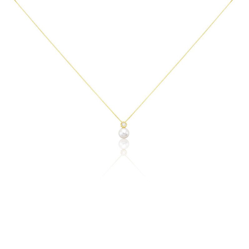 HARMONY Damen Collier Gold 375 (9 Karat) Zuchtperle Wei&szlig; - Halsketten Damen | OROVIVO