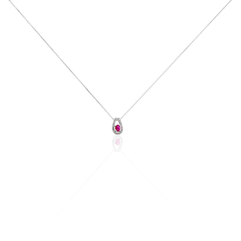 Collier Or Blanc Diamant Et Rubis - Spannringe Damen | OROVIVO