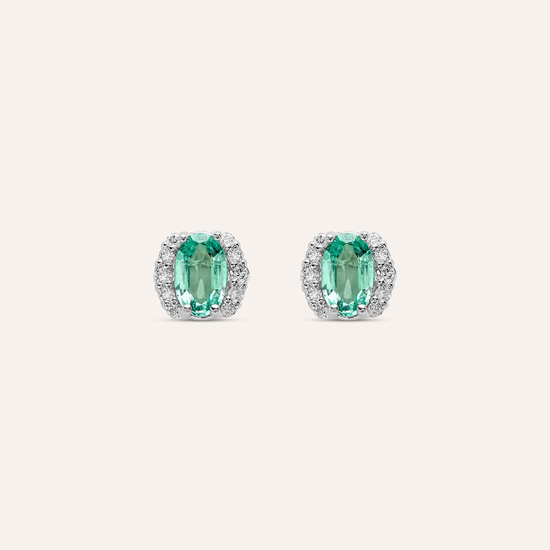 Orecchini Lobo Punto Luce Elizabeth Crown Oro Bianco Smeraldo Diamante - Spannringe Damen | OROVIVO