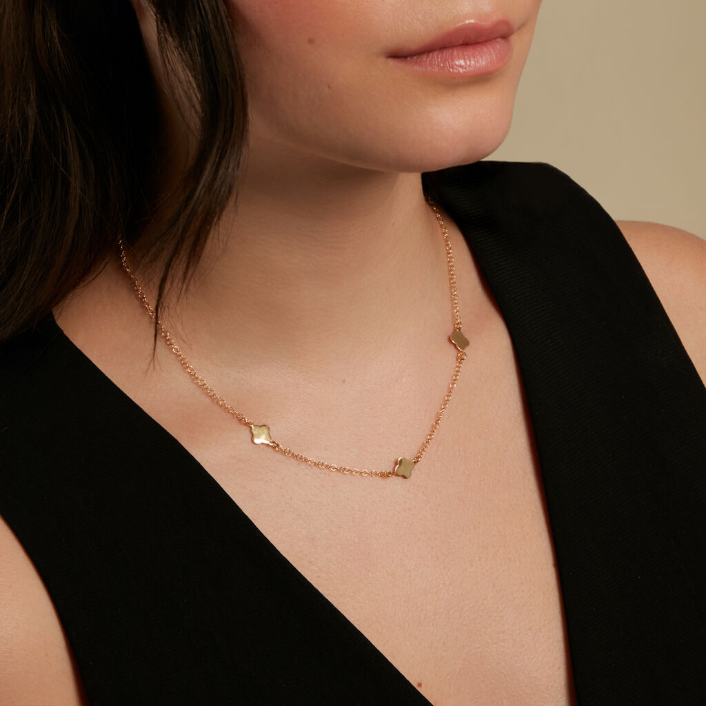 KALEA Damen Collier Silber vergoldet 925 Blume B 2,2 mm