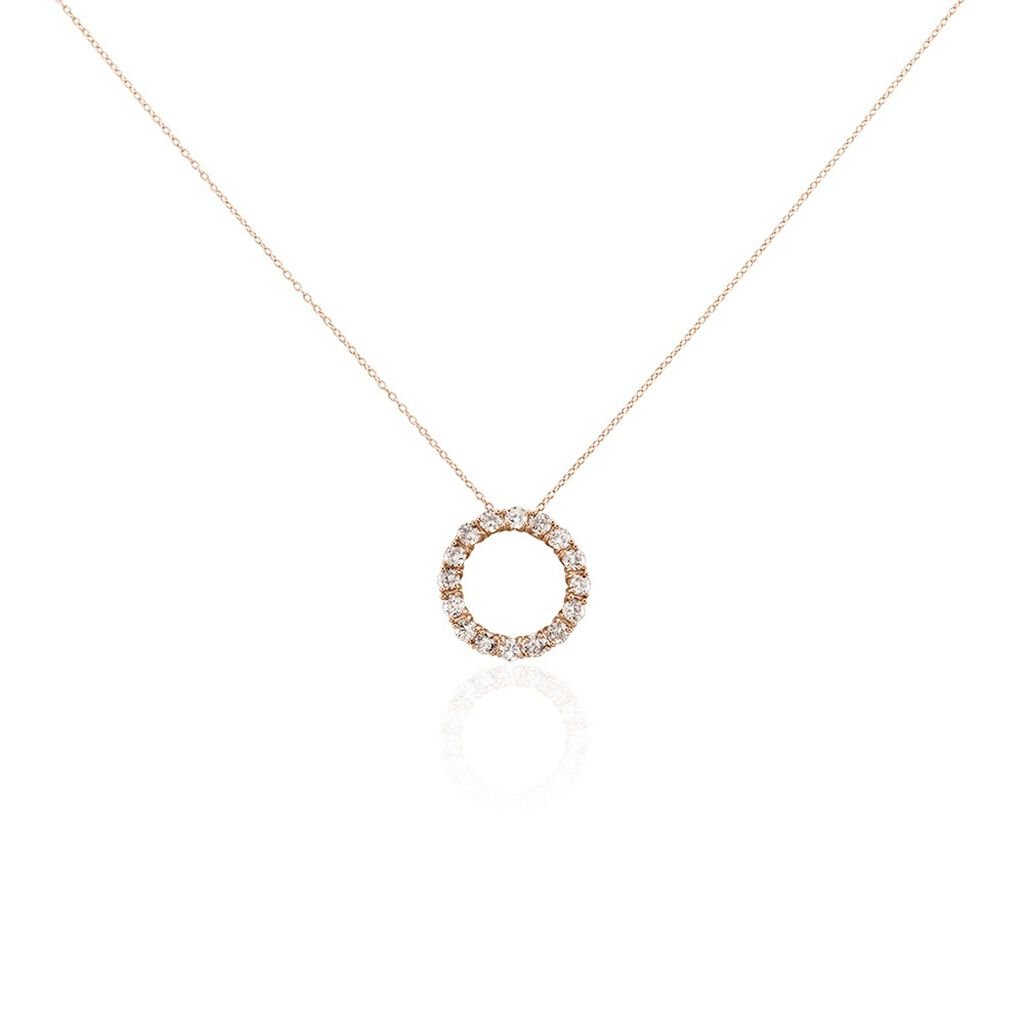 Damen Collier Silber rosevergoldet 925 Zirkonia Champagner Kreis Myriam 1,15mm, Collier mit Stein