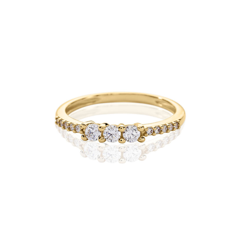Damen Ring Gold 375 Rund Weiß Side Trilog - Ringe mit Stein Damen | OROVIVO