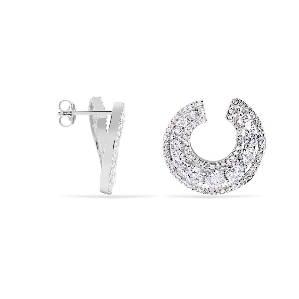 JELICA Damen Creolen Silber 925 Zirkonia Wei&szlig; 7,25 ct B 21,03 mm