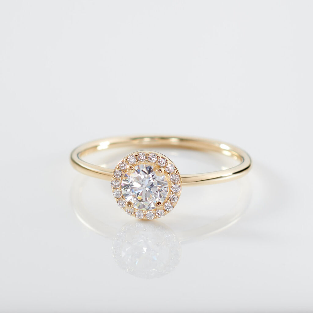 TIRA Damen Ring Gold 375 (9 Karat) Zirkonia Wei&szlig; 0,16 ct