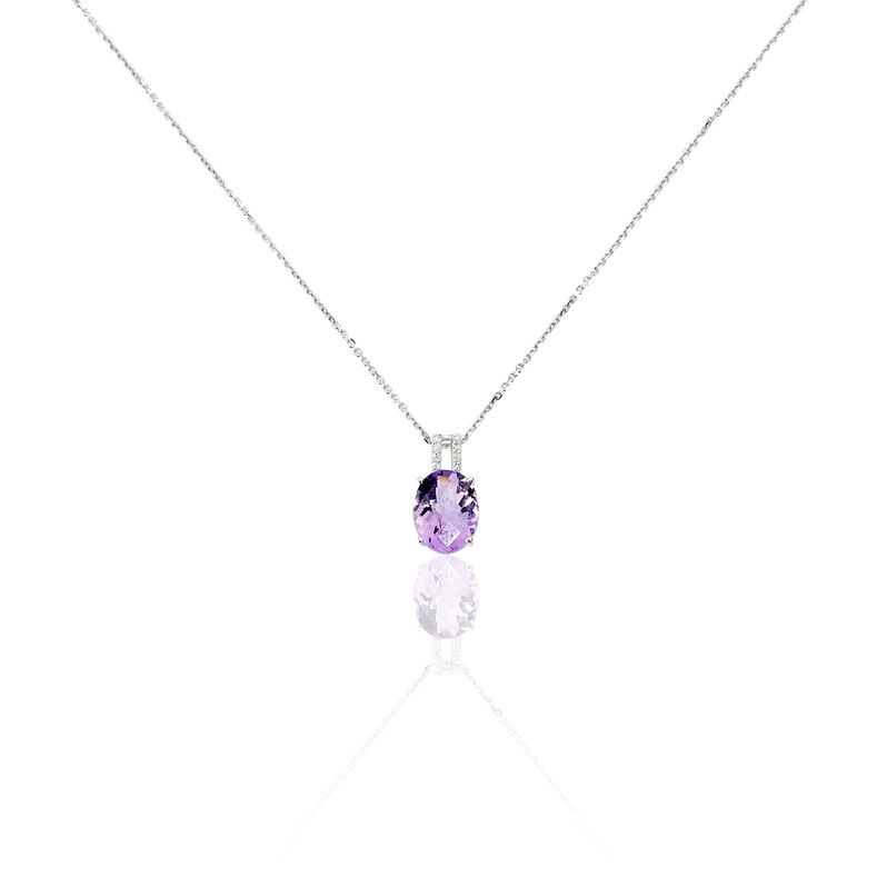Collier Garbiela Or Weiss Et  Amethyste - Spannringe Damen | OROVIVO