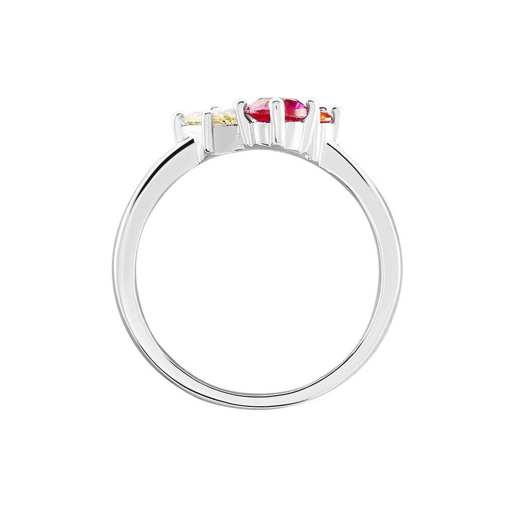 LAYLANI Damen Ring Silber Silber 925 Spinell Rot 0,13 ct Blume