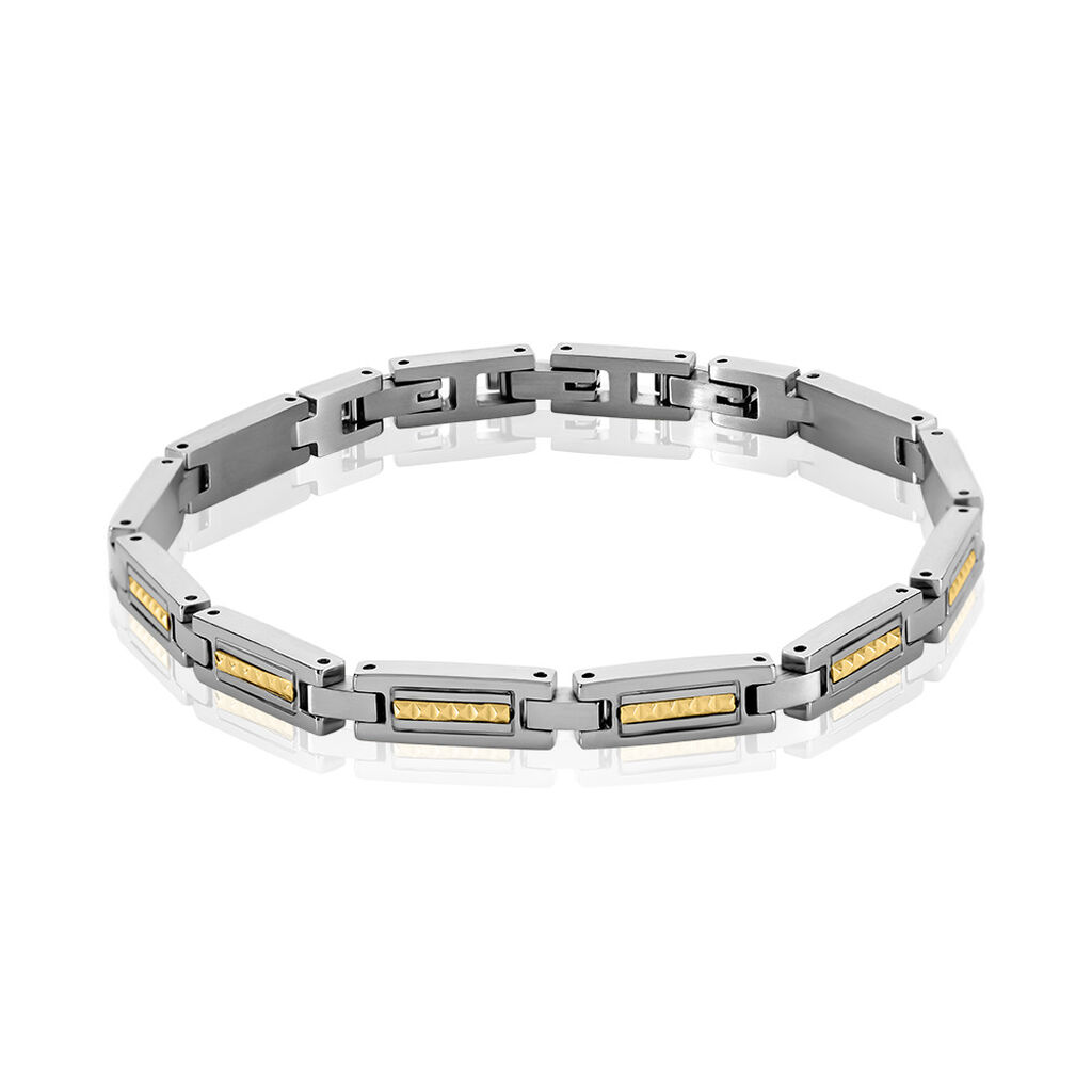 TORIN Herren Armband Edelstahl Bicolor Gelb/Silber Rechteckig B 6 mm, Armband ohne Stein