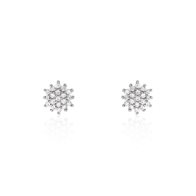 Boucles D'oreilles Puces Or Weiss Kristel Oxydes De Zirconium - Spannringe Damen | OROVIVO