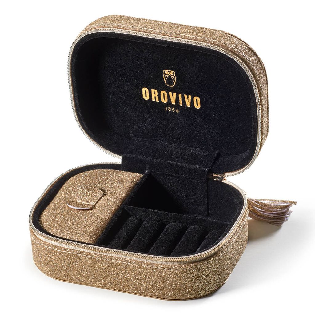 OROVIVO Schmuckschatulle Gold mit 2 Fächern - Schmuck mit Stein Damen | OROVIVO