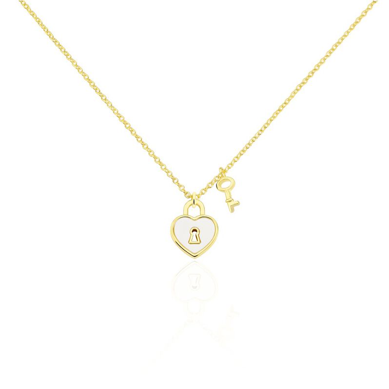 MILICA Damen Collier Silber vergoldet 925 Perlmutt Wei&szlig;er Perlmutt Herz - Halsketten Damen | OROVIVO