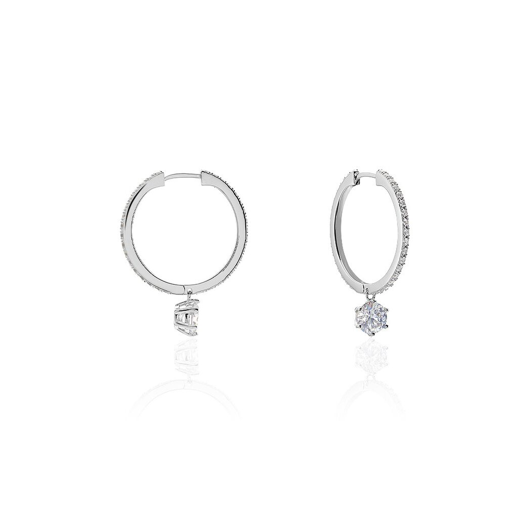 Damen Creolen Silber 925 Zirkonia Wei&szlig; 3,4 ct Kreis