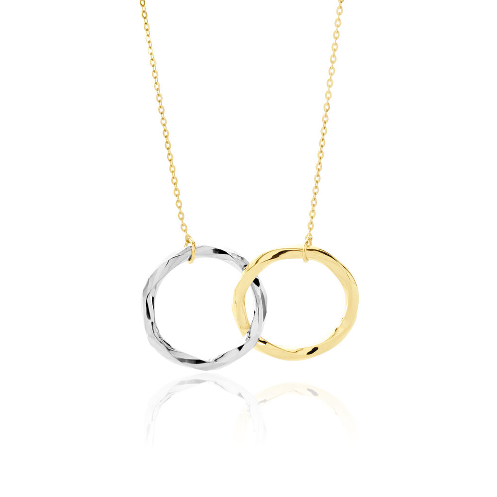 Damen Collier Gold Bicolor Gelb/Silber 375 Geometrisch 4,5cm - Halsketten Damen | OROVIVO