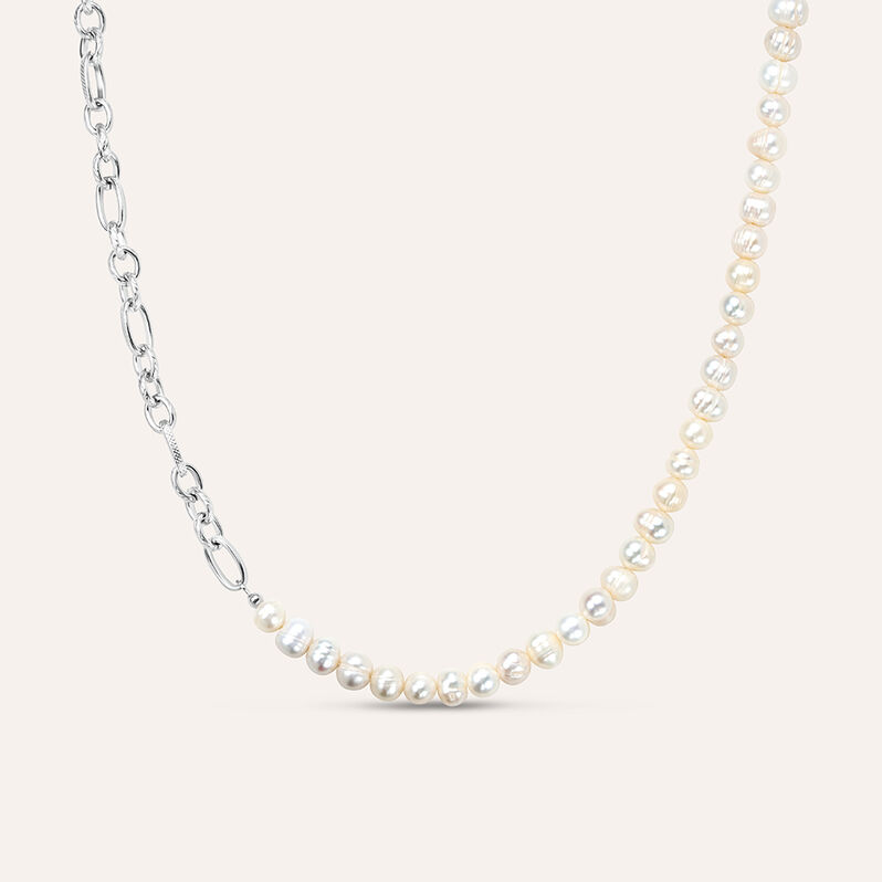 Collana Man Code Acciaio Perla D'Acqua Dolce - Spannringe Unisex | OROVIVO