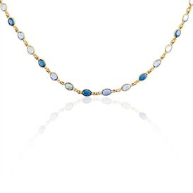 Damen Collier 18 Karat Vergoldet Multicolour Steine Blau Ilvaae - Ketten mit Stein Damen | OROVIVO