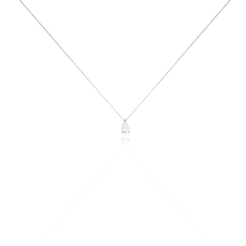 Damen Collier Wei&szlig;gold 375 (9 Karat) Zirkonia Wei&szlig; 1,2 ct Tropfen - Halsketten Damen | OROVIVO