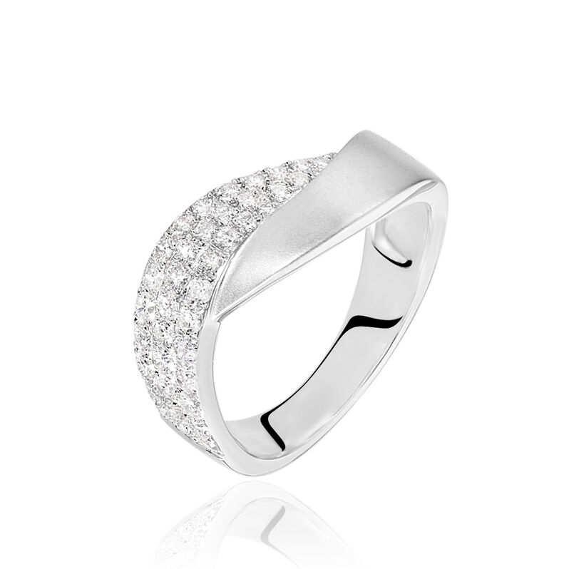 Damen Ring Wei&szlig;gold 750 (18 Karat) Diamant Wei&szlig; 0,48 ct Welle - Ringe mit Stein Damen | OROVIVO