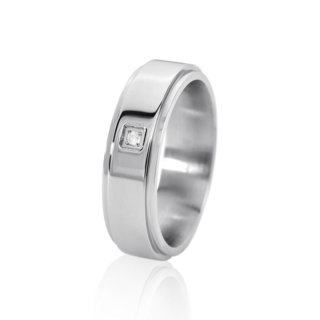BOND Damen Ring Edelstahl Diamant Wei&szlig; 0,020 ct B 6 mm