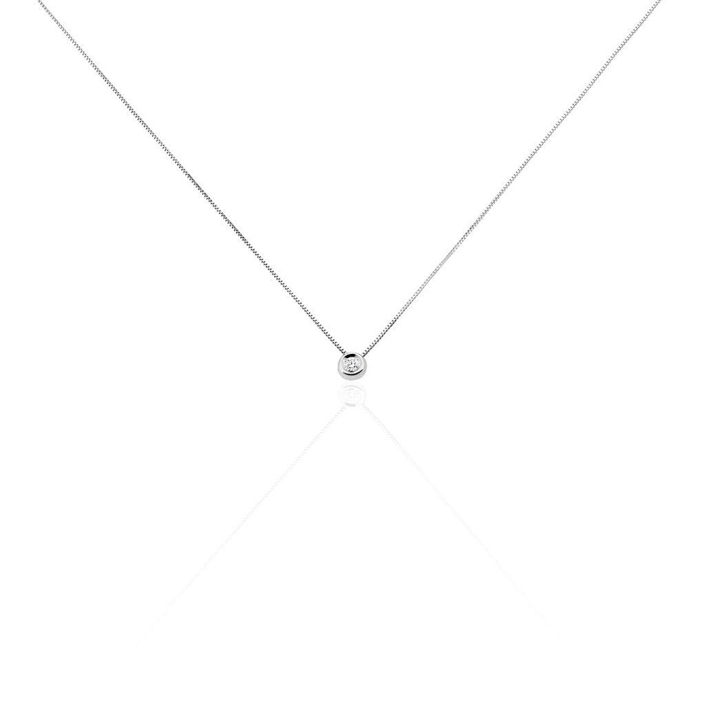 Strong Damen Collier Wei&szlig;gold 750 (18 Karat) Diamant Wei&szlig; 0,080 ct