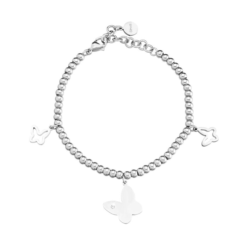 Bracciale charms farfalla in acciaio e cristalli - Spannringe Damen | OROVIVO