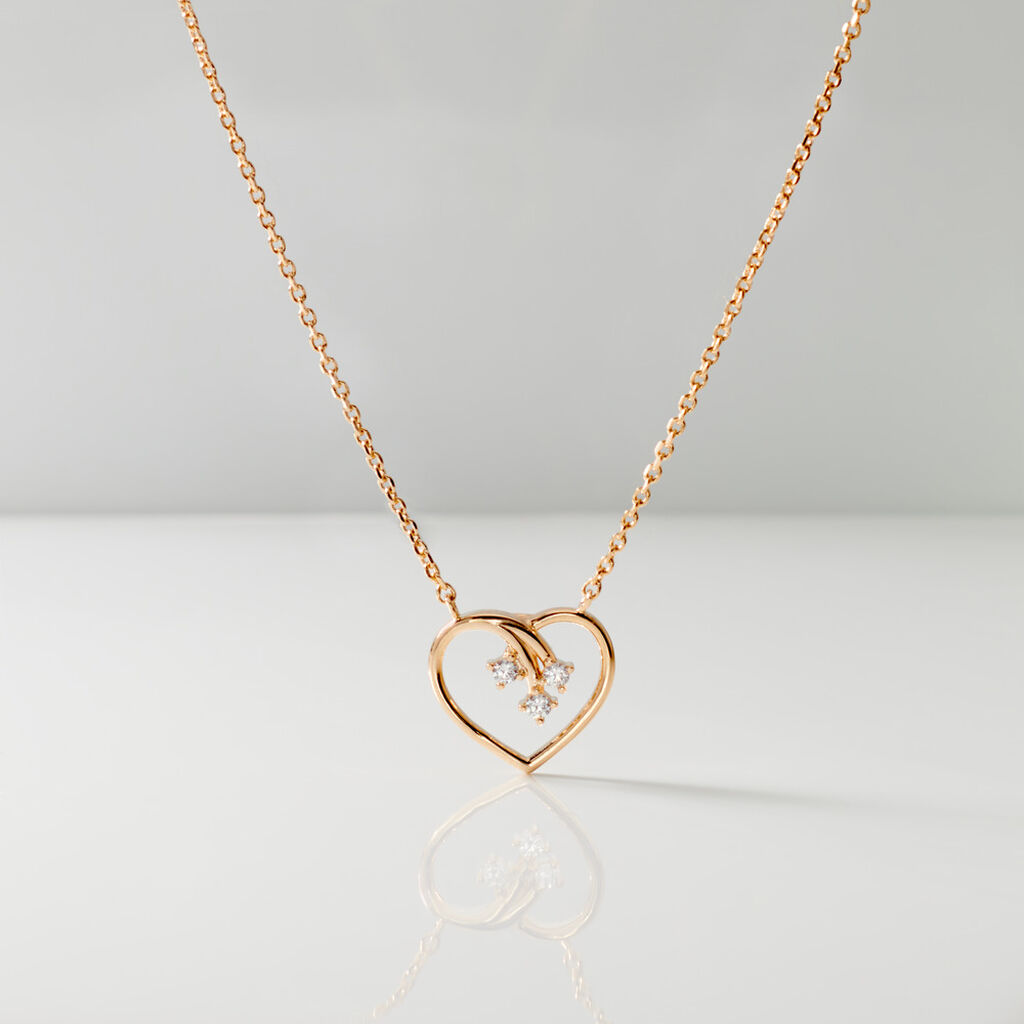 MOLLY Damen Collier Vergoldet Zirkonia Wei&szlig; Herz