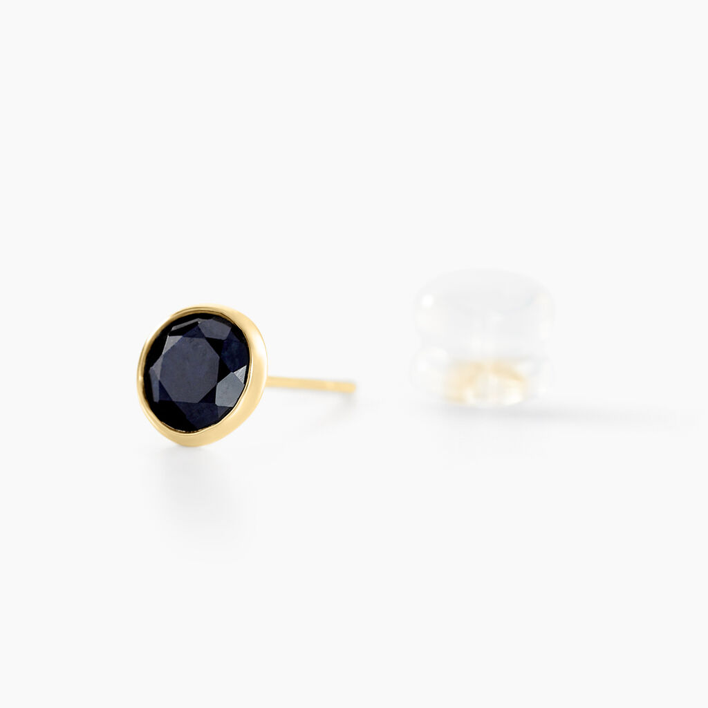 Boucles D'oreilles Puces Edy Serti Clos Or Jaune Saphir - Spannringe Damen | OROVIVO