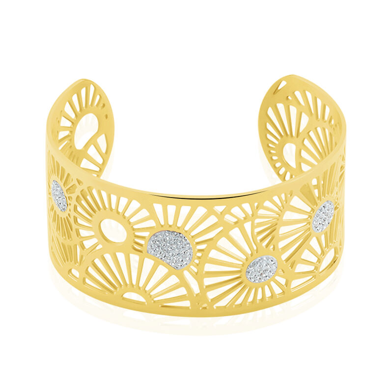 Jonc Acier Dore Imagine Florette Strass Multifleurs - Spannringe Damen | OROVIVO
