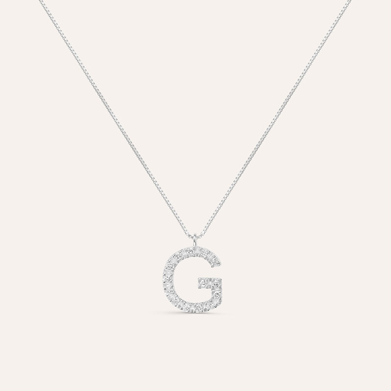 Collana Diamond Letters Oro Bianco Diamante - Spannringe Damen | OROVIVO