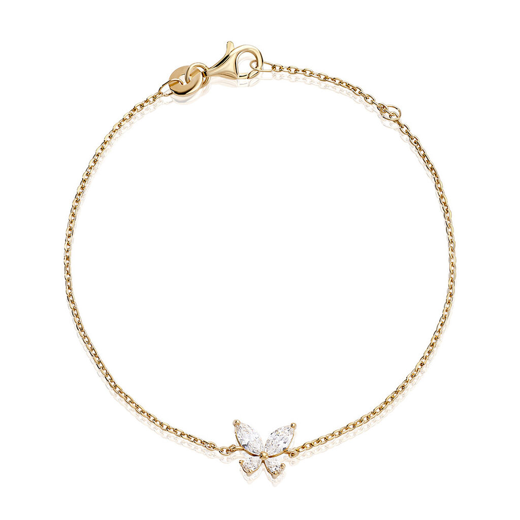 Damen Armband Vergoldet 750 Navette Weiß Tiere Amiri 1,8cm - Armbänder mit Anhänger Damen | OROVIVO