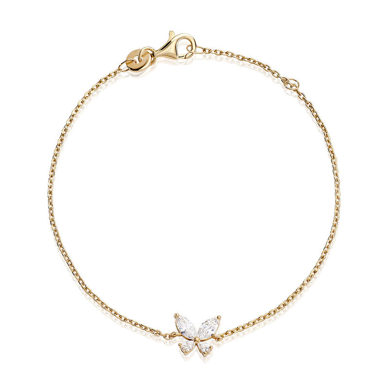 Damen Armband Vergoldet 750 Navette Weiß Tiere Amiri 1,8cm - Armbänder mit Anhänger Damen | OROVIVO