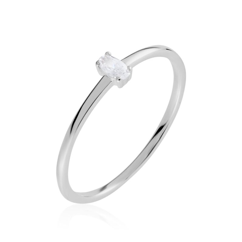 Bague Solitaire Argent Rhodié Djime Oxyde De Zirconium - Spannringe Damen | OROVIVO