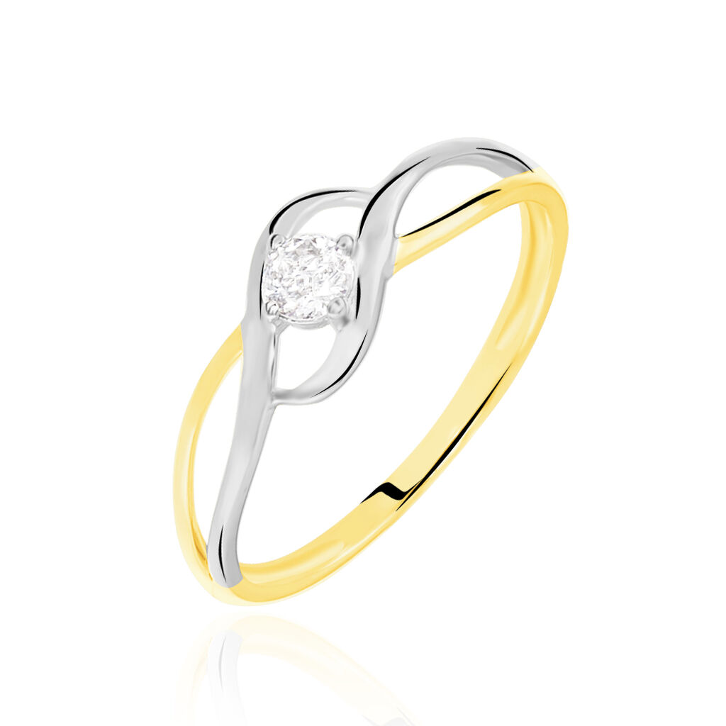 Bague Croise Or Bicolore Oxyde De Zirconium - Spannringe Damen | OROVIVO