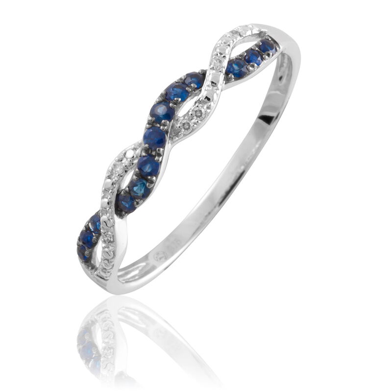 Bague Sofia Or Blanc Saphir Et Diamant - Spannringe Damen | OROVIVO