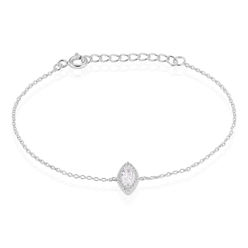 Bracelet Argent Rhodie Arone Navette Entourage Sertis Griffes - Spannringe Damen | OROVIVO