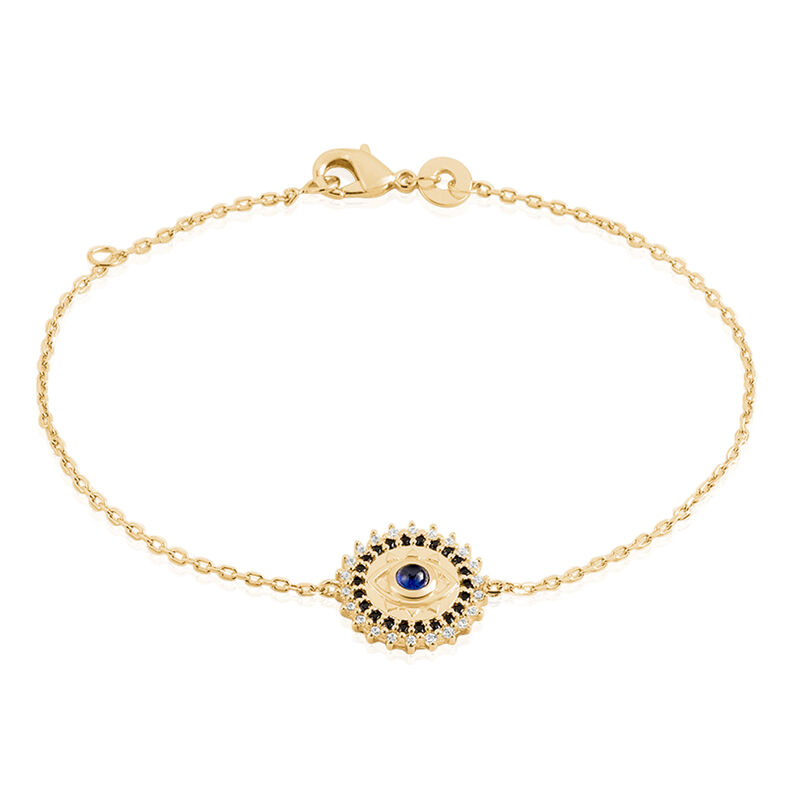 Bracelet Plaque Or Asterina Ronde œil Oxydes - Spannringe Damen | OROVIVO