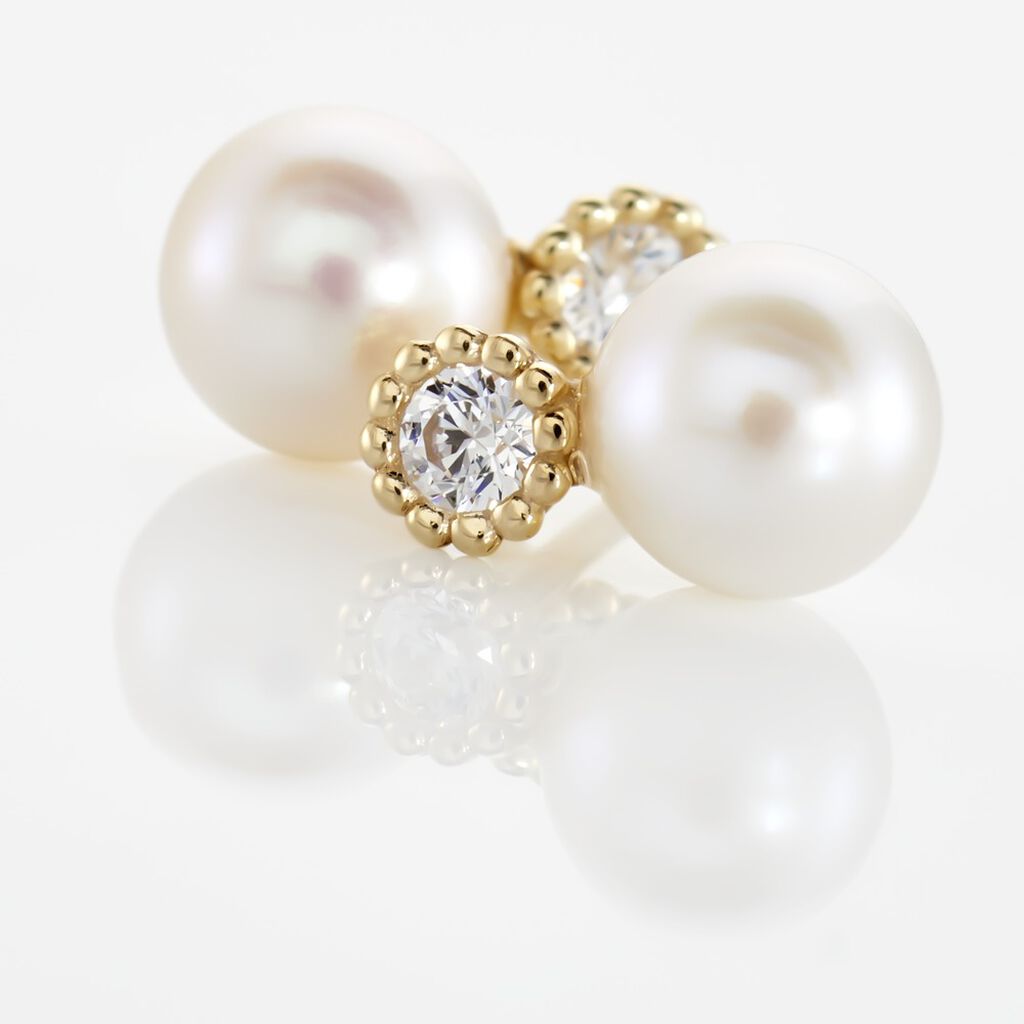 HARMONY Damen Ohrstecker Gold 375 (9 Karat) Zuchtperle Wei&szlig;