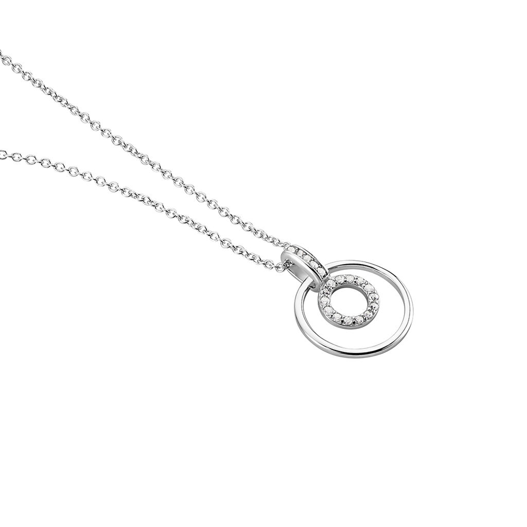 Damen Collier Silber 925 Zirkonia Doppelkreis 1,00mm - Halsketten Damen | OROVIVO