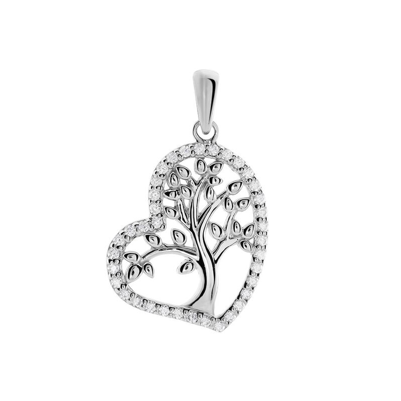 Damen Anhänger Silber Silber 925 Zirkonia Herz Baum 16,80mm 2,8cm - Schmuckanhänger Damen | OROVIVO