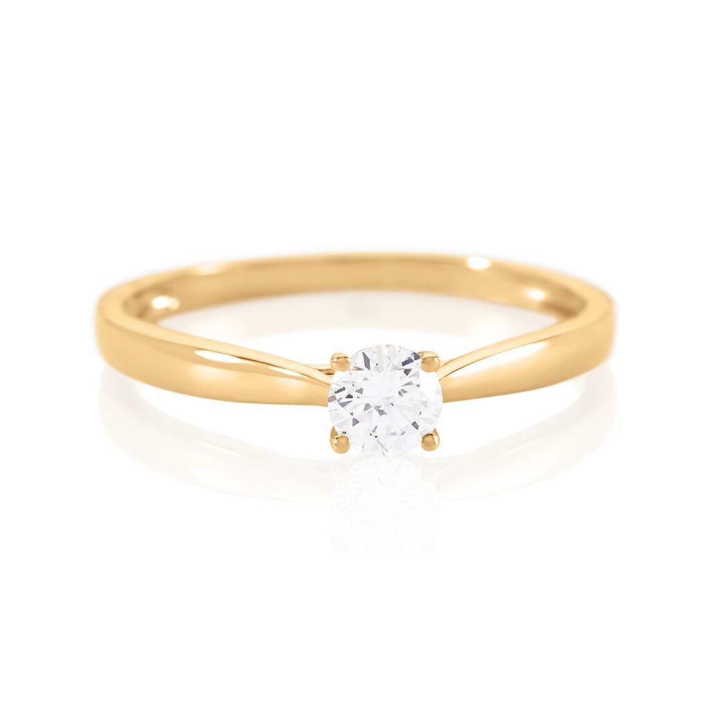 AURELA Damen Ring Gold 585 (14 Karat) Synthetischer Diamant Wei&szlig; 0,25 ct