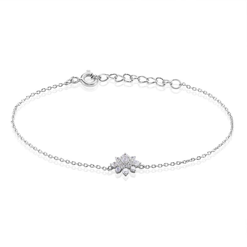LORINA Damen Armband Silber Silber 925 Zirkonia Wei&szlig; Blume - Armb&auml;nder mit Anh&auml;nger Damen | OROVIVO