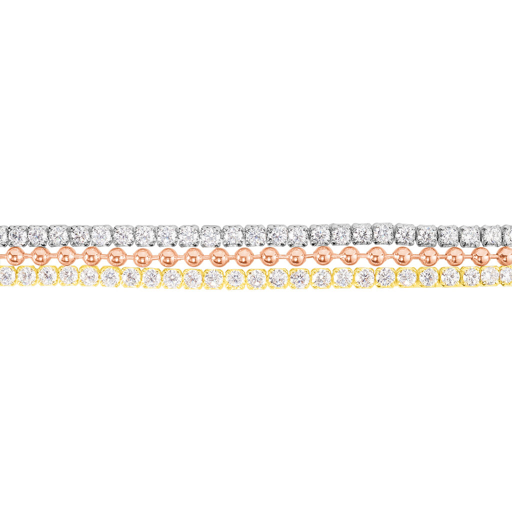 Damen Armband Silber Tricolor 925 Zirkonia Wei&szlig; 10,23 ct Halbkreis