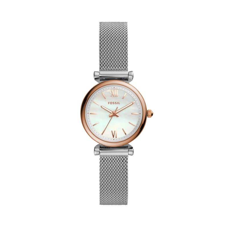 Orologio Fossil solo tempo con cinturino maglia milanese e cassa in acciaio dorato - Spannringe Damen | OROVIVO