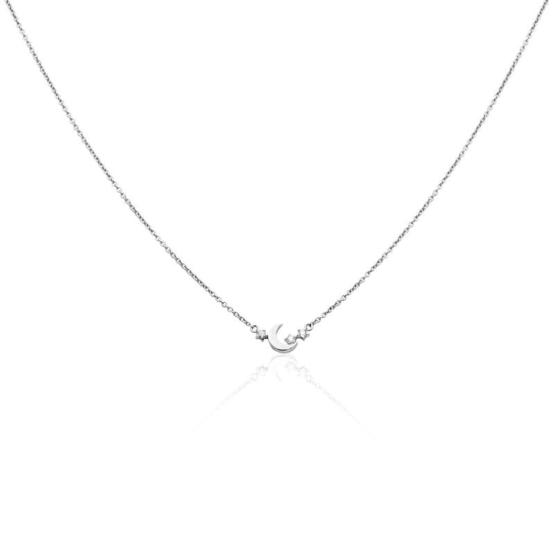 MADINA Damen Collier Silber 925 Zirkonia Wei&szlig; 0,15 ct Mond B 2,5 mm - Halsketten Damen | OROVIVO