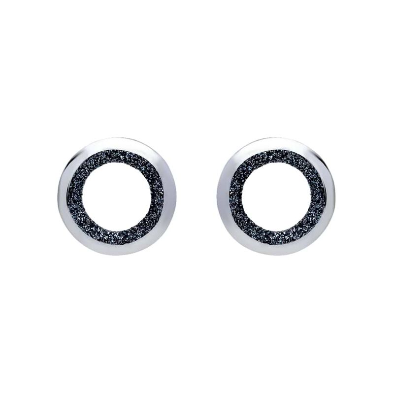 Orecchini a lobo in ottone rodiato e glitter antracite - Spannringe Damen | OROVIVO