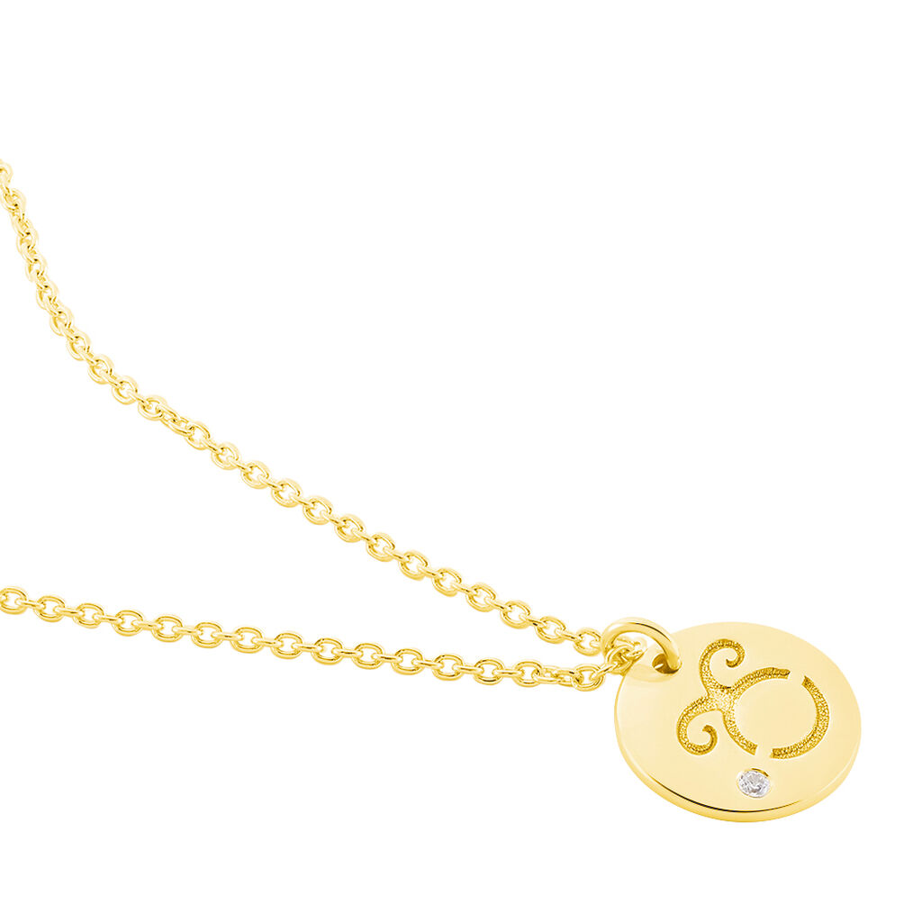 STERNZEICHEN 7 Damen Collier Silber vergoldet 925 Zirkonia Wei&szlig; 0,04 ct Stier