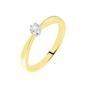 Solitärring Gold 375 Bicolor Diamant 0,1ct  - Ringe mit Edelsteinen Damen | OROVIVO