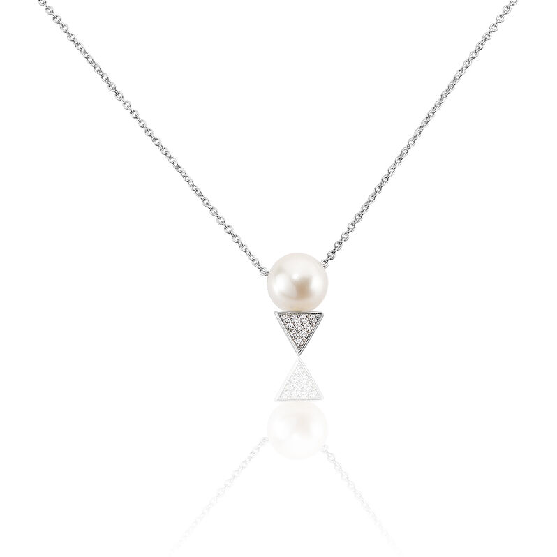 Collier Sophea Argent Blanc Perle De Culture Et Oxyde De Zirconium - Spannringe Damen | OROVIVO