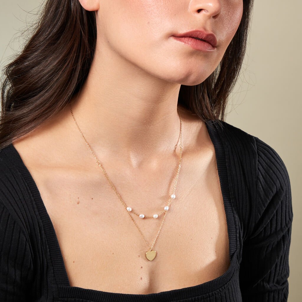 Damen Collier Silber vergoldet 925 Halbrund Weiß Geometrisch Love 4,6cm 12mm -  Damen | OROVIVO